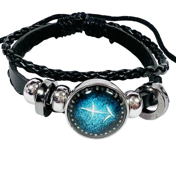 Sagittarius Zodiac Leather Adjustable Bracelet Unisex Multilayer Horoscope New - Picture 2 of 5